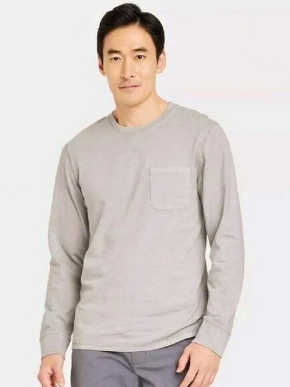 Goodfellow & Co Men's Vintage Long Sleeve Pocket T-Shirt Gray XXL